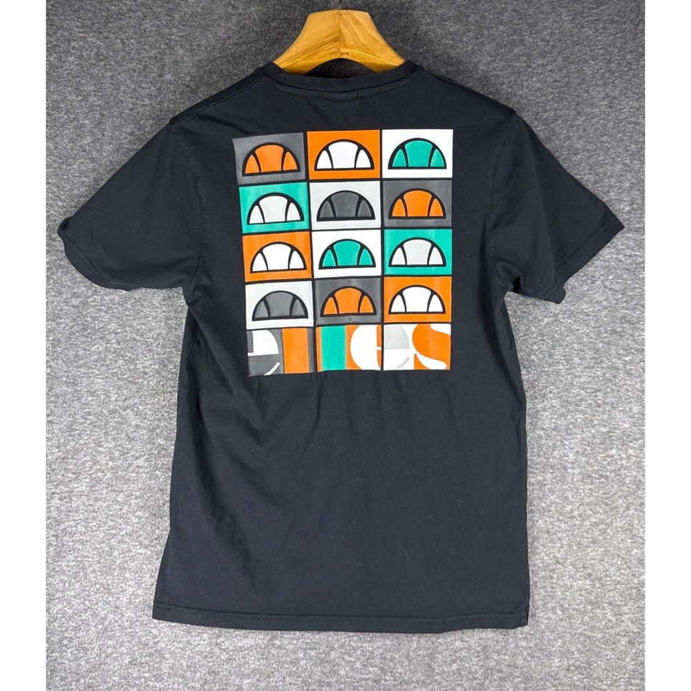 Ellesse Graphic T-Shirt Men Medium Black Short Sleeve Back Print Tee Cruise Pool